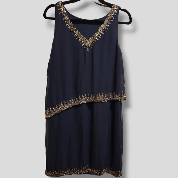J Kara Beaded Sleeveless Cocktail Dress 10P - Picture 5 of 10